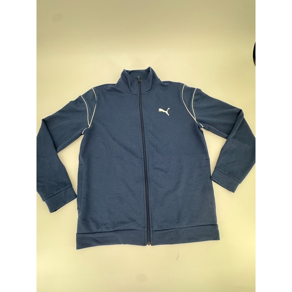 Puma Track Jacket‎ Mens Medium Blue Logo Full Zip Gym Training Running Athletic